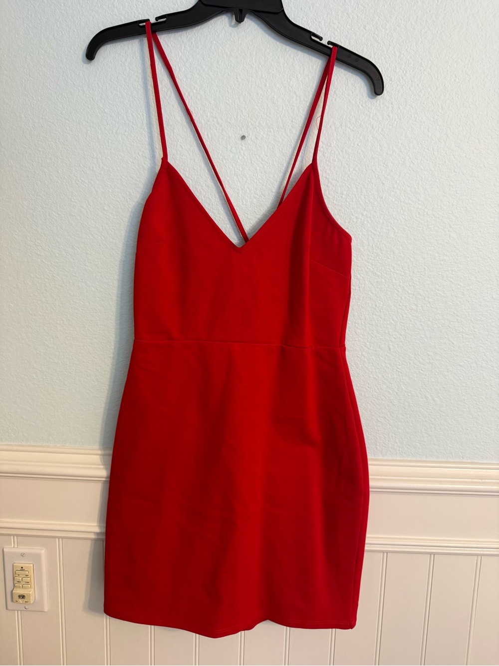 Tobi Red V-Neck Spaghetti Strap Mini Dress